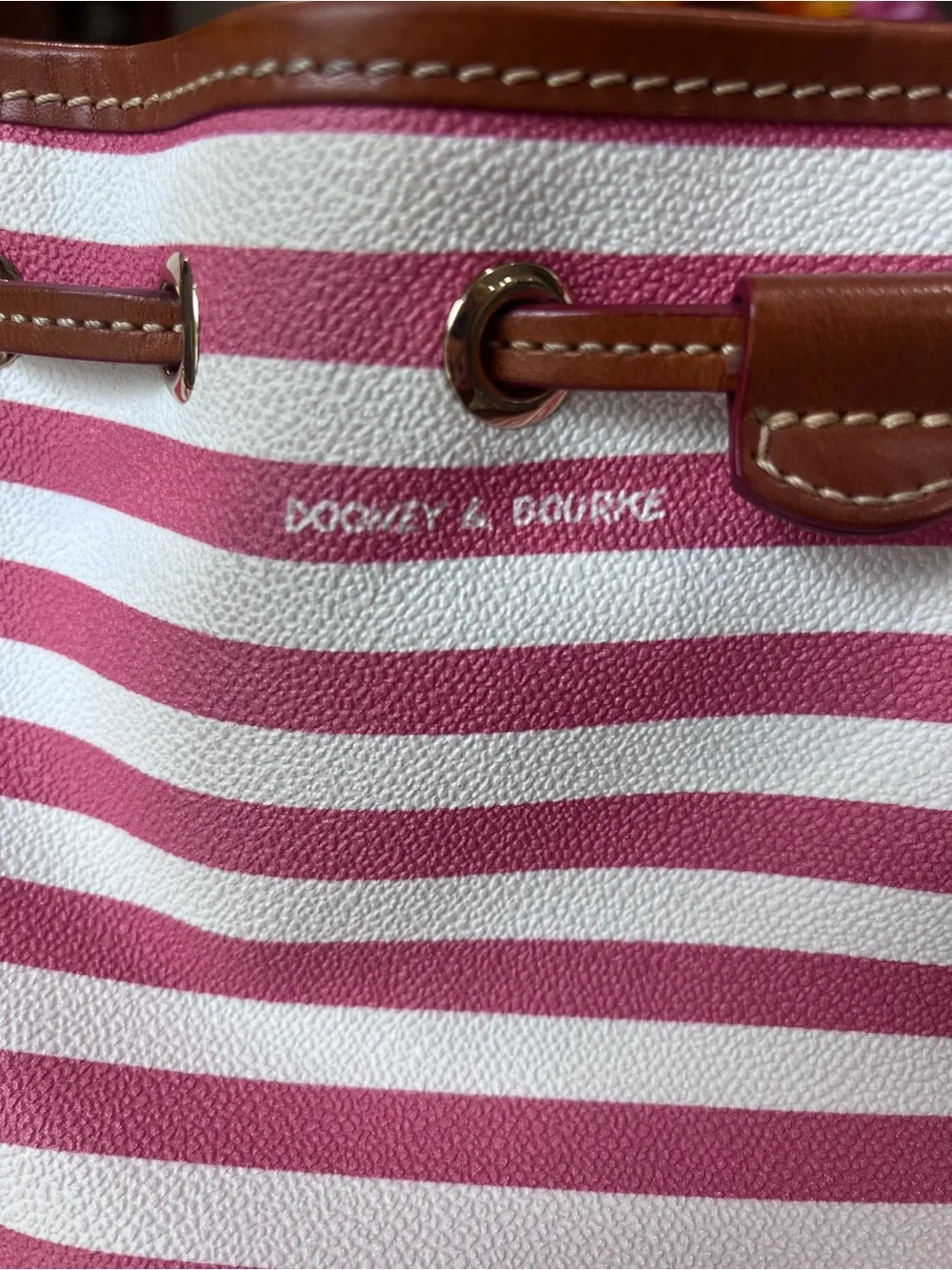 Dooney & Bourke Sullivan Striped Drawstring Bag in Watermelon/White
